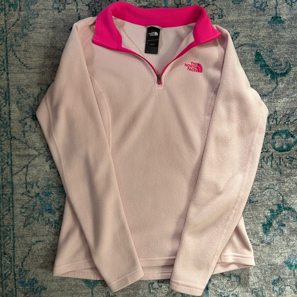 The North Face Light Pink Fleece with Hot Pink Trim